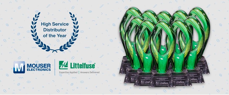 Mouser Electronics Recognised as Global Distributor of the Year by Littelfuse for Tenth Year